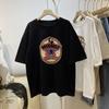 Cuello de Algodón Puro Retro Manga Corta para Mujer High Street Trendy Versátil Camiseta 2024 Verano Nueva Moda Top Versátil