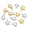 Pingente de estrela de cinco pontas gota d'água concha aço inoxidável banhado a ouro a vácuo pingente de furo único acessórios para colar DIY atacado