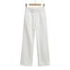 Calça Reta de Cintura Alta com Cordão para Menina Quente Calças de Moletom Forradas com Lã para Mulheres 2025 Outono Novo Estilo Europeu e Americano Cor Pura com Recortes Calças Casuais