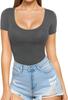 Camiseta Sexy de Manga Larga con Escote Bajo Ajustada a la Figura con Lazo en la Cintura para Mujer Estilo Europeo y Americano Amazon 2024