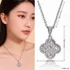 Popular no Japão e na Coreia, colar de aço titânio trevo de quatro folhas com cravação total de diamantes, pingente de luxo leve, acessório de colar de design nicho para moda do dia a dia para mulheres