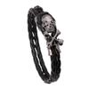 Comércio Exterior Ebay Mais Vendido Europeu e Americano Retrô Pulseira de Couro Trançado de Camada Dupla Atacado Punk Caveira Pulseira Masculina