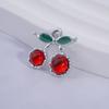 Dulce y Fresco Set de Colgante de Collar de Cereza de Cristal Rojo, Pulsera de Circonita, Material para Pendientes, Accesorios de Joyería DIY