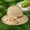 Sombrero de Sol para Mujeres de Mediana Edad y Mayores, Elegante Sombrero de Pescador Floral de Verano para Mamá, Sombrero de Ala Redonda con Protección Solar para la Playa