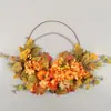 Corona de Hojas de Arce Calabaza Hortensia de Otoño Acción de Gracias Decoración del Hogar Halloween Colgante de Puerta de Bayas