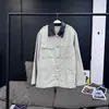 Jaqueta Jeans Lavada Desgastada de Início de Outono Silhueta Solta Oversize Costurada Retro Jaqueta Pesada