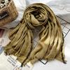 Bufanda de Algodón y Lino para Mujer Otoño e Invierno Nueva Artística Retro Malla Hecha a Mano Teñido Sucio Color Sólido Transfronteriza Comercio Exterior Bufanda para Hombre