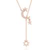 Collar de plata de ley S925 con forma de estrella y luna para mujer, estilo nicho, joyería al por mayor, chapada en oro de 18 quilates, cadena de clavícula.