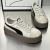Zapatos de Entrenamiento Moral con Suela Gruesa para Mujer 2025 Primavera Nuevo Estilo Cómodos Suela Suave Zapatos Blancos Retro con Cordones Deportivos Casuales Trbottomy