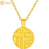 Pingente de Colar de Ouro Puro 999 Ouro Duro 3D Conjunto de Presente Popular Corrente Ouro Puro Transmissão ao Vivo de Ouro Peça Única Atacado
