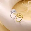 Moda Europeia e Americana Estilo Ins Anel Simples de Aço Inoxidável Banhado a Ouro 18K Zircônia Assimétrica Geométrico Joia Não Desbota para Mulheres