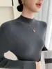 Suéter básico premium sin costuras, cómodo, con cuello semi-alto y mangas largas, top casual versátil para primavera y otoño para mujer