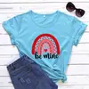 Seja Minha cor padrão de estampa arco-íris Europa e Estados Unidos rua popular comércio exterior nova camiseta de manga curta