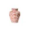 Vaso Cerâmico Estilo Chinês com Borboletas Vermelhas, Recipiente para Arranjo de Flores Multiespecificação, Conjunto de Potes de Armazenamento, Peça de Decoração para Entrada de Sala de Estar
