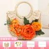 Bolso Tejido de Paja Floral Hecho a Mano para DIY con Materiales de Flores Artificiales, Bolso de Mano para Actividades de Team Building y Calentamiento, Bolso de Mano Pequeño