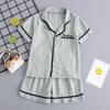 Conjunto de Pijama de Verão Curto em Gaze de Algodão para Meninos e Meninas, Conjunto Fino para Ficar em Casa, Roupa para Ar Condicionado