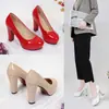 Zapatos de Mujer para Discoteca de Suela Gruesa Tacón Alto Grueso 2025 Estilo Nuevo Boca Baja Punta Fina Planos Calzado Formal Calzado Profesional Talla Grande Individual Nuevo Venta al por Mayor
