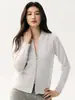 Elegante e refinado~ Cardigã 100% cashmere bordado e resistente para mulheres, com gola alta estilo baseball, perfeito para o trabalho e versátil como suéter ou peça externa