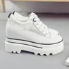 Zapatos Casuales de Cuero para Mujer con Plataforma Interior de Caña Alta Blancos Nuevos Zapatos Versátiles de Suela Gruesa para Primavera y Verano 2023