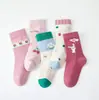Calcetines de Invierno Gruesos de Algodón Peinado con Diseño de Ratón de Seis Dedos para Niños y Niñas, Calcetines Largos Cálidos de Algodón con Dibujos, Calcetines para Estudiantes