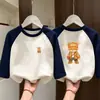 Camada Base Infantil Masculina Roupa Íntima Outono e Inverno Bebê Quente Casual Escovado Gola Redonda Patchwork de Lã Manga Longa