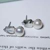 Pendientes de Plata de Ley 925 Estilo Retro Francés Lujo Ligero Exquisitos de Concha Tulipán con Perlas de Agua Dulce de Calidad de 7-8 mm