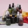 Botella rociadora de hombro inclinado 50 ml, botella de hidrosol verde oscuro, botella rociadora marrón 50 ml, botella rociadora pequeña para tónico, botella rociadora de belleza