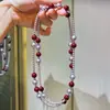 Cadena de Collar de Perlas Shijia de Color Mixto Rojo Ancora Púrpura de Alta Calidad para Otoño e Invierno para Mujer
