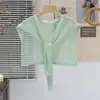Chal de punto fino de seda helada calado estilo nuevo 2026 para combinar con camisas y faldas, se puede usar sobre una camiseta o como un chaleco pequeño para mujeres en verano