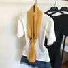 Bufanda de Seda Larga Estrecha de Color Sólido Ins Estilo Coreano de Moda para Mujer, Bufanda de Seda Versátil y a la Moda, Bufanda Decorativa para el Cuello, Bufanda