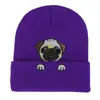 Chapéu de Tricô Bordado com Cabeça de Cachorro Transfronteiriço, Chapéu de Lã Tendência Personalizado para Casal, Chapéu Preto Quente de Animal para Homens e Mulheres