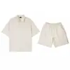 Conjunto de Polo de Manga Corta Texturizado de Verano para Hombre, Talla Grande Ajuste Holgado Top con Patrón de Diamantes y Conjunto de Shorts
