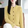 Cárdigan retro de punto de ochos con cuello redondo para mujer, de manga larga, de un solo botón, suave y cómodo, adecuado para otoño e invierno, elegante y versátil para el trabajo o para uso casual