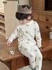 Ropa de Otoño y Pantalones Anmeiya Orgánico Cero Sensibilidad Ropa de Casa para Niños Pijama Infantil Estampado Completo Cuello Alto Puños Algodón Térmico
