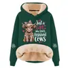 Sudadera con capucha informal elegante y holgada de talla grande para temporada de primavera y otoño, composite de algodón sintético, lana de cordero, hombros caídos, cordón