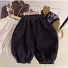 Calça pantalona infantil estilo retrô coreano, coleção de inverno 2025, unissex, calça jogger versátil estilo coreano com forro de fleece e punhos elásticos