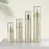 15ml 30ml 50ml Botella de Plástico Blanco al Vacío Botella Rellenable Portátil para Viaje Botella Redonda Recta para Tónico Botella para Loción Solar