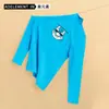 Ropa interior básica para hombre, de una sola pieza, fina, de algodón, para otoño, personalizada, de cuello alto, transpirable, de manga larga, para jóvenes.