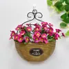 Cestas de Flores de Parede, Vasos de Flores, Cestas Suspensas, Decorações de Parede Tecidas para Interior e Exterior, Tecelagem de Bambu de Parede, Arte em Rattan Puramente Feita à Mão, Rattan de Imitação