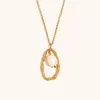 Collar Colgante de Perla Transfronterizo Europeo y Americano Acero Inoxidable Chapado en Oro de 18K Nicho Temperamento Francés Colgante Personalizado Creativo para Mujeres