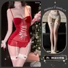 Saia Chaomu Sexy Desejo Puro Costas Nuas Veludo Laço Decorado Tiras Cruzadas Natal Doce Menina Coelho