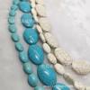 Cuentas de turquesa artificial azul y blanca de 4 a 40 mm con agujero recto ovalado, cuentas de denier, pulseras de bricolaje, joyería de cuentas sueltas, venta al por mayor