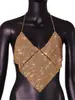 Chaleco de Pedrería AYJ Europeo y Americano Ebay Sexy Club Nocturno Cadena Metálica Brillante de Pedrería Cuello Halter Chaleco Patchwork para Mujeres Y