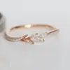Anillo de Hoja de Estilo Fresco Nuevo para Mujer, Joyería de Oro Rosa con Circonita de Rama de Comercio Exterior a la Moda, Accesorio Transfronterizo Más Vendido