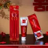 Colgante de Pared para Boda Taza Feliz Set de Lavado Par Boda Cepillo de Dientes Rojo Vaso de Enjuague Bucal Jabonera Artículos de Dote