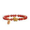 Pulseira de Ágata Vermelha Natural para Mulheres, Ano de 2026 Cavalo, Pulseira do Ano do Zodíaco, Zodíaco Cavalo, Joia de Cristal com Contas Vermelhas da Sorte