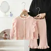 Conjunto de Ropa de Primavera para Niñas 2026 Nuevo Elegante Conjunto de Cardigan Chaqueta para Niños con Pantalones de Encaje, Hermoso Conjunto de Dos Piezas para Niñas en Primavera y Otoño