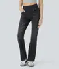 Calça Jeans Reta de Cintura Alta com Lavagem Bigode de Gato, Calça Longa Slim Fit com Stretch em Quatro Direções e Caimento Fluido, Jeans Feminino Europeu e Americano Transfronteiriço
