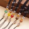 Atmosfera simples ajustável cera de abelha pingente de ouro cordão duplo puxar anel Bodhi jade pingente pescoço colar corda atacado