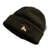 Versión Coreana Ins Gorro de Punto Bordado Lindo Cachorro Gorro de Lana Grueso Cálido para Mujer Simple Versátil Hace que la Cara Parezca Más Pequeña